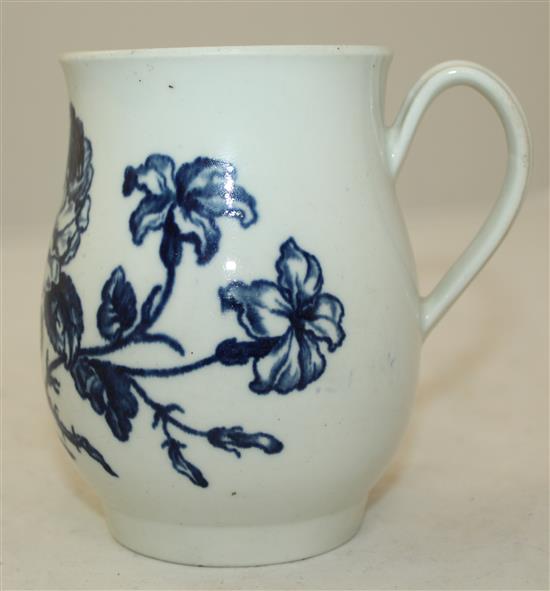 A Worcester Thorny Rose pattern baluster shaped mug, c.1775, height 12cm